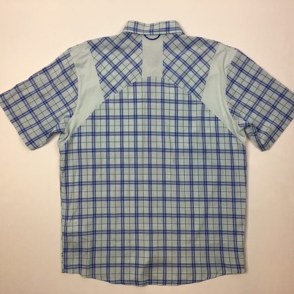 UA Tide Chaser Fishing Shirt L Plaid Blue Sample - Picture 5 of 6